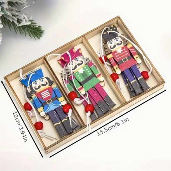 Set of Three Colorful Wooden Nutcrackers Wrapped up - Great Gift - Picture 4 of 7